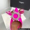 Amina Muaddi Heel 9.5cm Begum Sling Satin Fuchsia with Starbust embellished brooch
