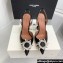 Amina Muaddi Heel 9.5cm Begum Sling Satin Black with Starbust embellished brooch