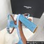 Amina Muaddi Heel 9.5cm Charlotte Crystal Pumps Satin Blue 2024