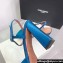 Amina Muaddi Heel 9.5cm Charlotte Pumps Satin Blue 2024