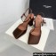 Amina Muaddi Heel 9.5cm Charlotte Pumps Satin Coffee 2024