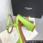 Amina Muaddi Heel 9.5cm Charlotte Pumps Satin Green 2024