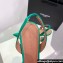 Amina Muaddi Heel 9.5cm Rosie Sling Satin Green with Crystal embellished bow accessory