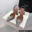 Amina Muaddi Heel 9.5cm Rosie Sling Satin Gray with Crystal embellished bow accessory
