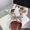 Amina Muaddi Heel 9.5cm Rosie Sling Satin White with Crystal embellished bow accessory