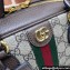 Gucci Ophidia medium GG top handle bag with Web in beige and ebony GG Supreme 724575 2024