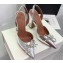 Amina Muaddi Heel 9.5cm Rosie Sling Silver Mirror with Crystal embellished bow accessory