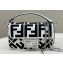Fendi Mini Baguette bag in White/Black canvas with FF embroidery