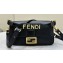 Fendi by Stefano Pilati Medium Baguette Bag handle with metal FENDI lettering in Black nappa leather 2024