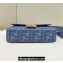 Fendi Medium Baguette bag in Blue canvas with FF embroidery