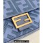 Fendi Medium Baguette bag in Blue canvas with FF embroidery
