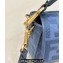 Fendi Medium Baguette bag in Blue canvas with FF embroidery