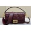 Fendi Nappa Leather Medium Baguette Bag Burgundy