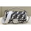 Fendi Medium Baguette bag in White/Black canvas with FF embroidery