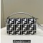 Fendi Medium Baguette bag in White/Black canvas with FF embroidery