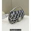 Fendi Medium Baguette bag in White/Black canvas with FF embroidery