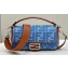 Fendi Medium Baguette bag in Denim Blue with FF embroidery