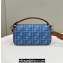 Fendi Medium Baguette bag in Denim Blue with FF embroidery