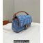Fendi Medium Baguette bag in Denim Blue with FF embroidery