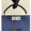 Fendi Peekaboo Iseeu Medium Bag in Selleria Leather 7VA529 Dark Blue/Blue