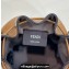 Fendi Mon Tresor Mini bucket bag Leather Brown with 3D Flower