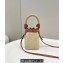Fendi Mon Tresor Mini bucket bag Beige/Brown canvas with FF embroidery