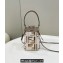 Fendi Mon Tresor Mini bucket bag Multicolor Gray canvas with FF embroidery