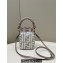Fendi Mon Tresor Mini bucket bag Gray canvas with FF embroidery