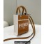 Fendi Sunshine Mini Sunshine Shopper Bag Canvas/Leather Brown
