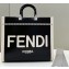 Fendi Sunshine Medium Shopper Tote Bag Canvas/Leather Black