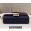 Fendi Medium Baguette bag in Dark Blue canvas with FF embroidery