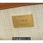 Fendi Medium Baguette bag in Natural straw canvas with FF embroidery
