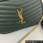 Saint Laurent lou mini bag in quilted grain de poudre embossed leather 612579 Dark Green