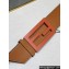 Fendi Width 6cm Baguette Wide leather belt Brown