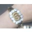 Gucci Double G Leather Bracelet with White Crystals 553393