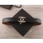 Chanel Width 3.5cm Leather Belt Black/Khaki with Silver CC Logo