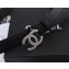 Chanel Width 3cm Leather Belt Black with Silver CC Logo