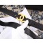 Chanel Width 3cm Leather Belt Black with Golden CC Logo