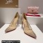 Christian Louboutin Heel 10.5cm Follies Strass Pumps in Net and suede calf Nude