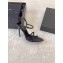 Saint Laurent Heel 10cm clara sandals in crepe satin 742236 Black 2024
