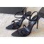 Saint Laurent Heel 10cm clara sandals in crepe satin 742236 Black 2024