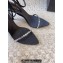 Saint Laurent Heel 10cm Gloria sandals in crepe satin with rhinestones 720656 Black 2024