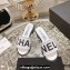Chanel Heel 4.5cm Logo Fabric Mules White 2024
