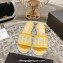 Chanel Heel 4.5cm Logo Fabric Mules Yellow 2024