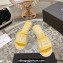 Chanel Heel 4.5cm Logo Fabric Mules Yellow 2024
