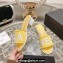 Chanel Heel 4.5cm Logo Fabric Mules Yellow 2024