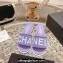 Chanel Heel 4.5cm Logo Fabric Mules Purple 2024