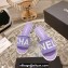 Chanel Heel 4.5cm Logo Fabric Mules Purple 2024