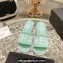 Chanel Heel 4.5cm Logo Fabric Mules Green 2024