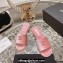 Chanel Gold Heel CC Logo Fabric Mules Pink 2024